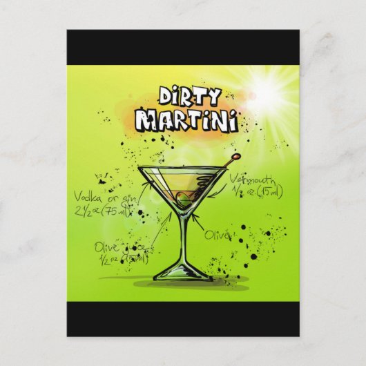 Martini Cocktail Recipe Briefkaart (Voorkant)