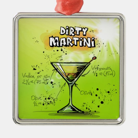 Martini Cocktail Recipe Metalen Ornament (Voorkant)