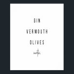Martini Cocktail Recipe Poster<br><div class="desc">Martini Cocktail Recipe</div>