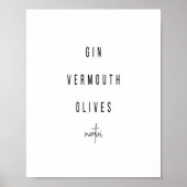 Martini Cocktail Recipe Poster (Voorkant)