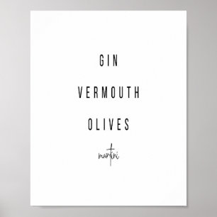 Martini Cocktail Recipe Poster