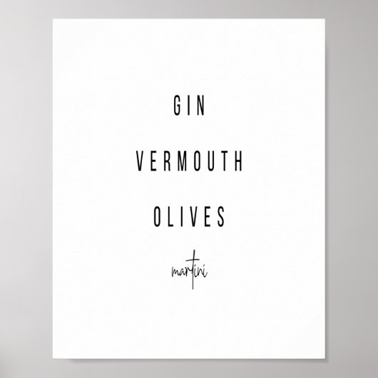 Martini Cocktail Recipe Poster (Voorkant)