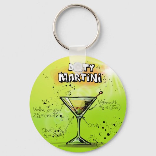 Martini Cocktail Recipe Sleutelhanger (Voorkant)