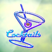 Martini cocktail retro neon sign  bar raamsticker (Vel 3)
