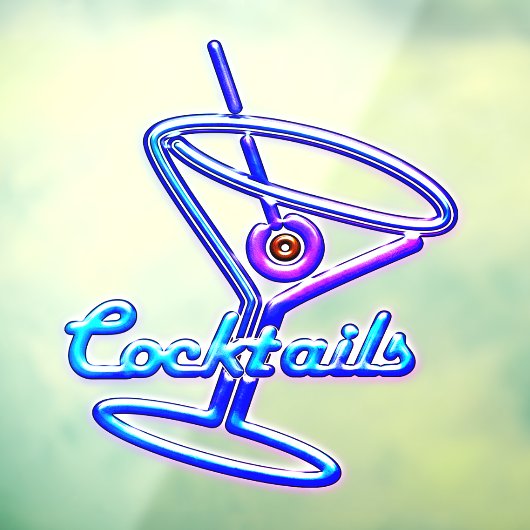 Martini cocktail retro neon sign  bar raamsticker (Vel 3)