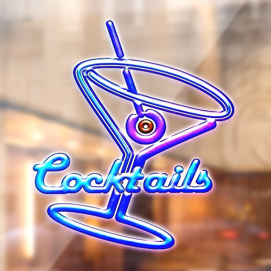 Martini cocktail retro neon sign  bar raamsticker (Vel 2)