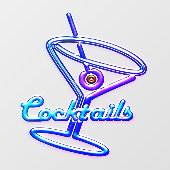 Martini cocktail retro neon sign  bar raamsticker (Vel)