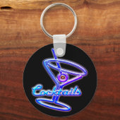 Martini cocktail retro neon sign  bar sleutelhanger (Voorkant)