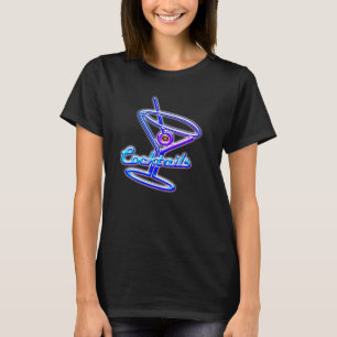 Martini cocktail retro neon sign  bar t-shirt