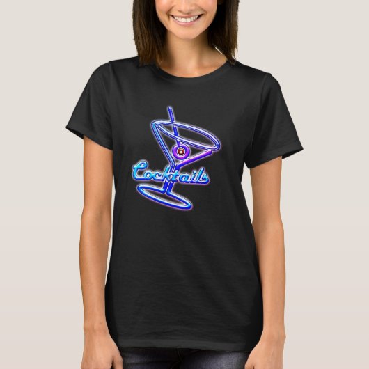 Martini cocktail retro neon sign  bar t-shirt (Voorkant)