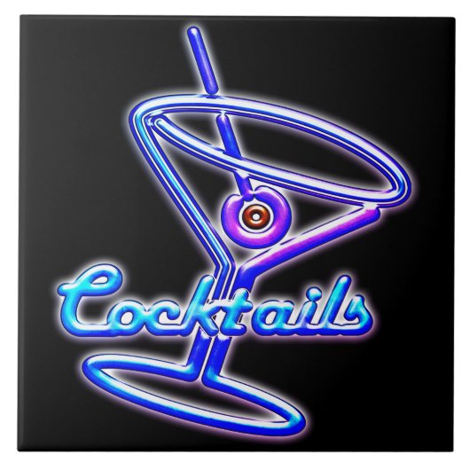 Martini cocktail retro neon sign  bar tegeltje (Voorkant)