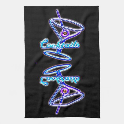 Martini cocktail retro neon sign  bar theedoek (Verticaal)