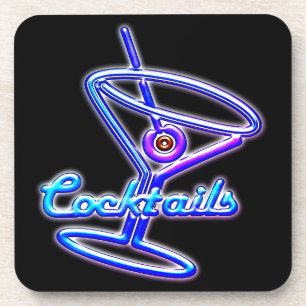 Martini cocktail retro neon uithangbord vintage ba bier onderzetter