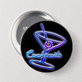 Martini cocktail retro neonbord look  bar ronde button 7,6 cm (Voorkant /achterkant)