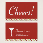 Martini cocktail rood feestje drink ticket visitekaartjes (Voorkant /achterkant)