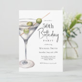 Martini Cocktail Thema 50e Verjaardagsfeestje Kaart (Staand voorkant)