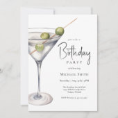 Martini Cocktail Thema Verjaardagsfeest Kaart (Voorkant)