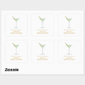 Martini Cocktail Wedding Favor Vrijgezellenfeest Vierkante Sticker (Vel)
