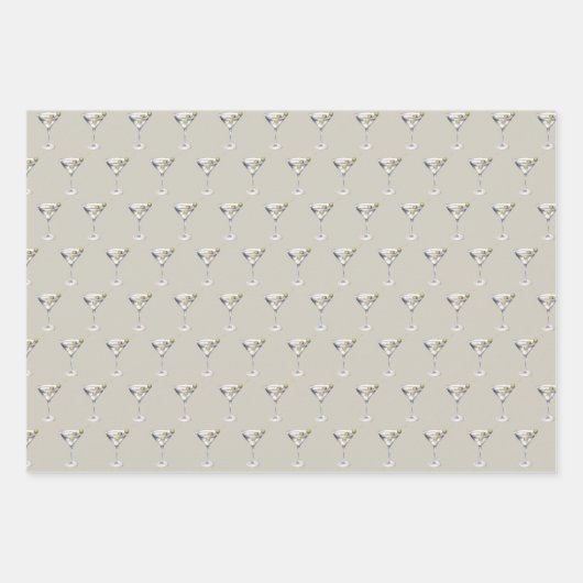 Martini cocktails bar patroon inpakpapier vel (Voorkant 3)