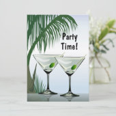 Martini Cocktails Party Tropische Uitnodiging (Staand voorkant)