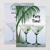 Martini Cocktails Party Tropische Uitnodiging (Voorkant / Achterkant)