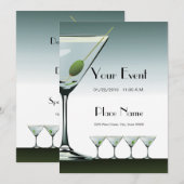 Martini Cocktails Uitnodiging Sjabloon (Voorkant / Achterkant)