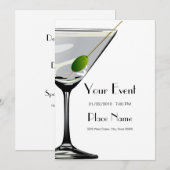 Martini Cocktails Uitnodiging Sjabloon (Voorkant / Achterkant)