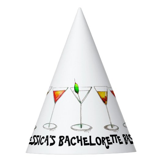 Martini Cosmo Cocktail Bachelorette Bash Feesthoedjes (Voorkant)