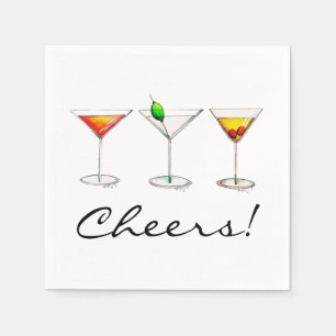 Martini Cosmo Manhattan Cocktail Drink Cheers Servetten