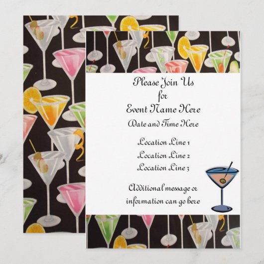 Martini Custom Invites Kaart (Voorkant / Achterkant)