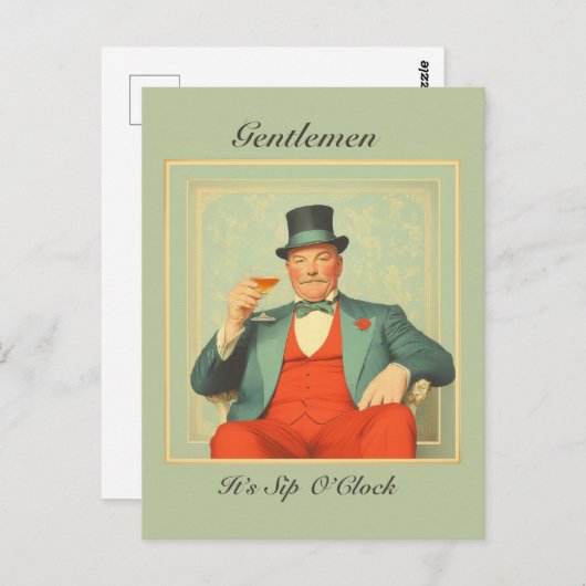  Martini Dandy - Heren Het is Sip O'Clock Briefkaart (Voorkant / Achterkant)