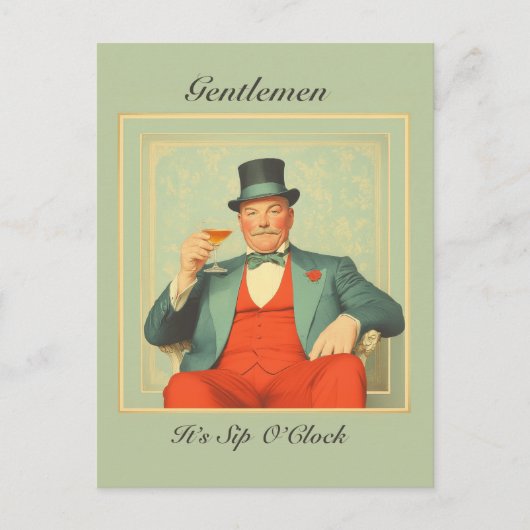 Martini Dandy - Heren Het is Sip O'Clock Briefkaart (Voorkant)