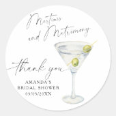 Martini Dank je Bruids douche  Ronde Sticker (Voorkant)