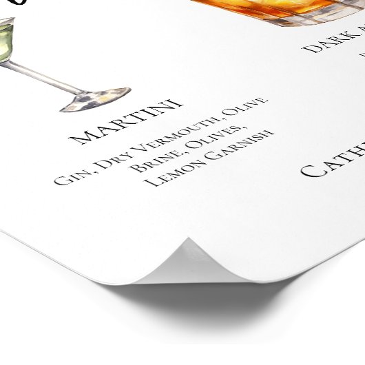 Martini Dark & Stormy Signature Cocktails Menu Poster (Hoek)