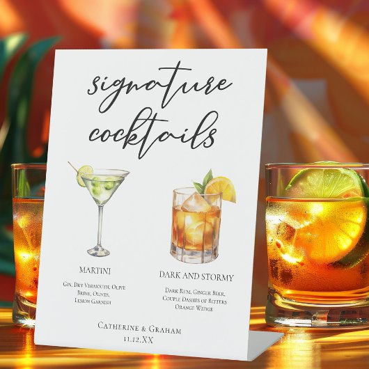 Martini Dark & Stormy Signature Cocktails Menu Reclamebord Met Voetstuk