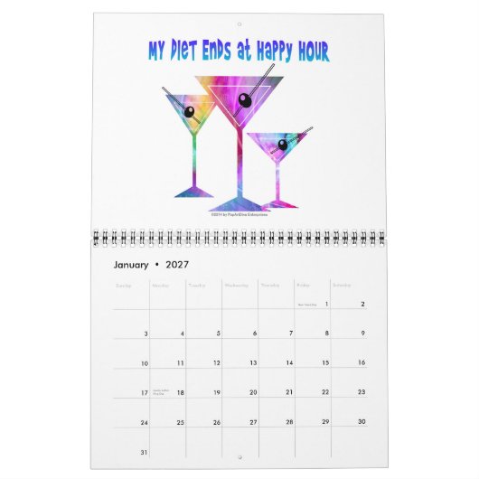 Martini Diva Cocktail Agenda Kalender (Jan 2027)