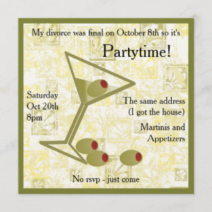 Martini Divorce Party Invitation Kaart