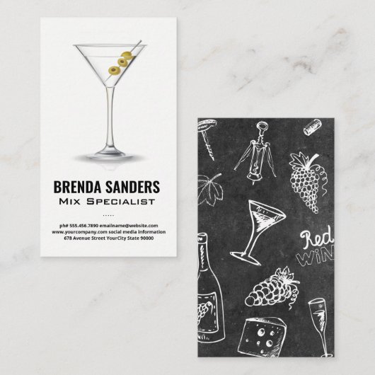 Martini Drink | Bartender Visitekaartje (Voorkant / Achterkant)