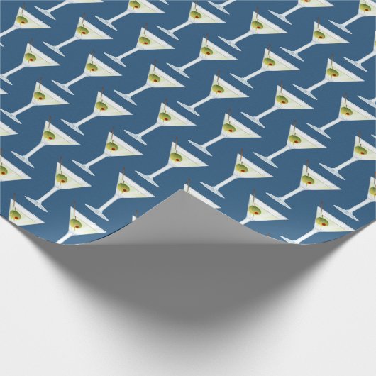 Martini Drink op blauw Cadeaupapier (Hoek)