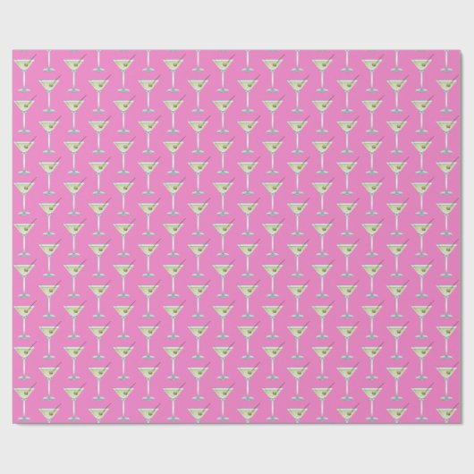 Martini Drink op roze Cadeaupapier (Vlak)
