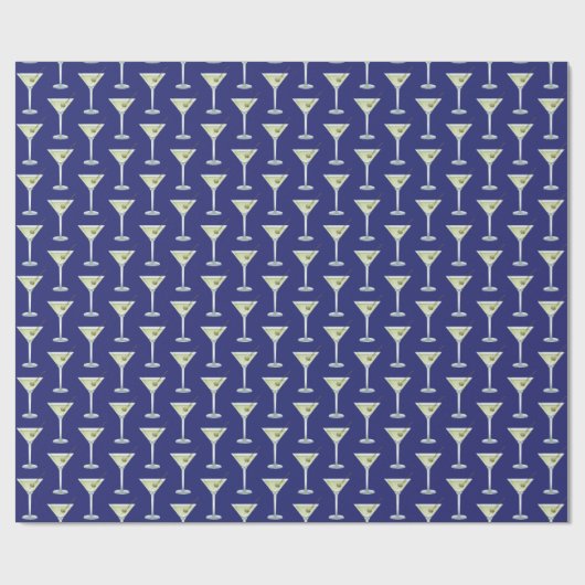 Martini Drinks On Blue Background Cadeaupapier (Vlak)