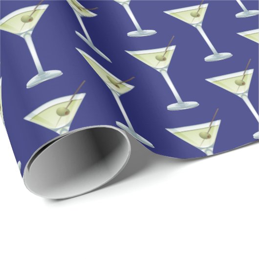 Martini Drinks On Blue Background Cadeaupapier (Rol Hoek)