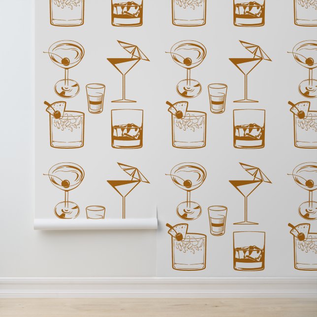 Martini en cocktails Tan en Beige  kleuren Behang (Applicatie)
