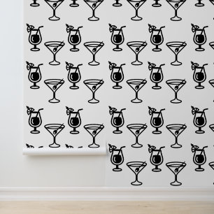 Martini en Cocktails Zwart-wit Moderne Drink Behang