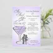 Martini en harten Verloving Paarse Kaart (Staand voorkant)