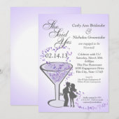 Martini en harten Verloving Paarse Kaart (Voorkant / Achterkant)