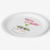 Martini en maretak Kerstcocktailparty Papieren Bordje (Gekanteld)