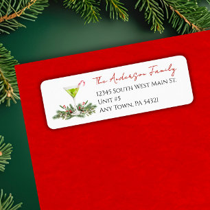 Martini en Mistletoe Festive Kerstmailing Etiket
