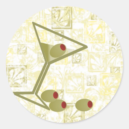 Martini en olijven ronde sticker (Voorkant)