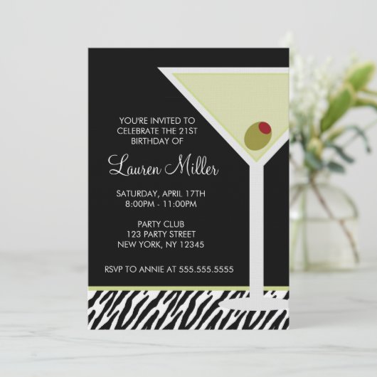 Martini en Zebra Pattern Kaart (Staand voorkant)